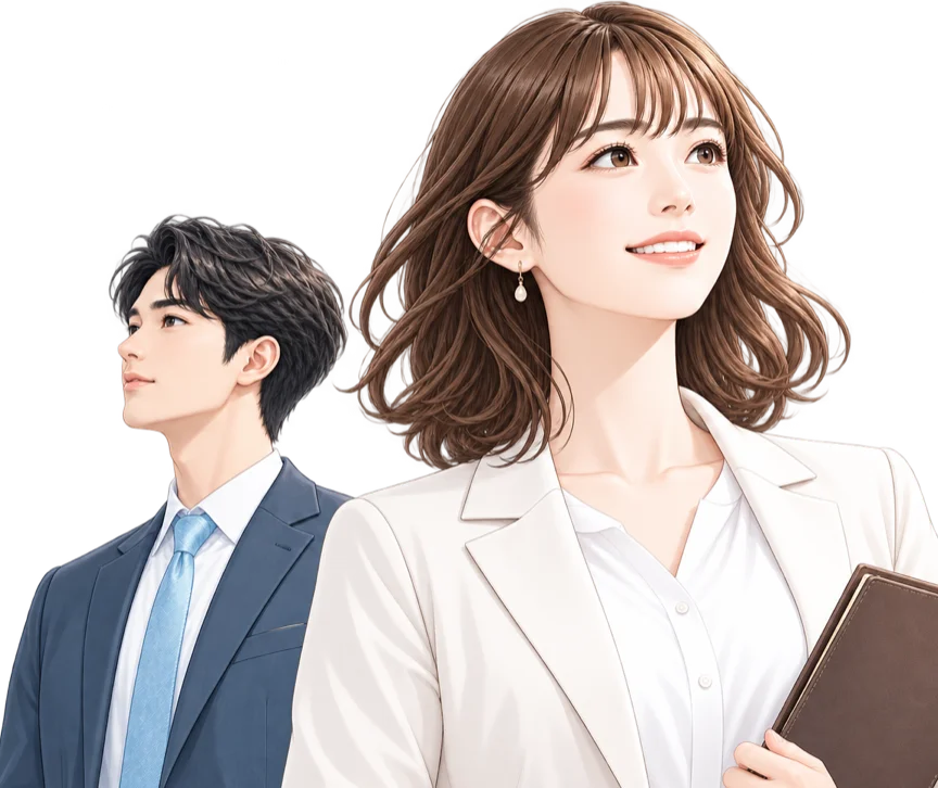 スーツ姿の男性とジャケット姿の女性